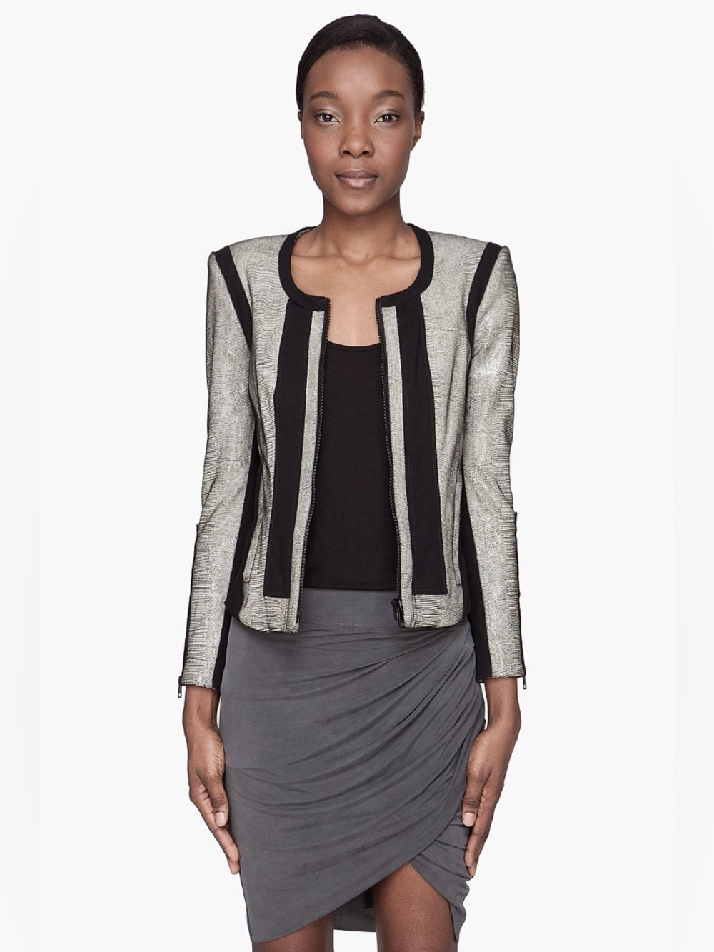 HELMUT LANG Rift Stretched Leather Snake Print Women Jacket Blazer Sz M
Sep A-1)